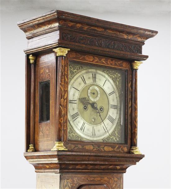 John Naishbourn of Gloucester. An early 18th century eight day longcase clock, 6ft 7in.